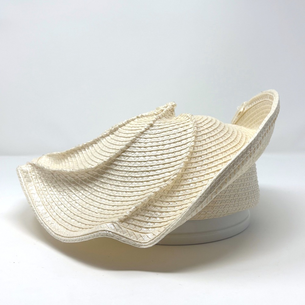 B Michael New York Ivory Sculptural Wave Brim Derby Church Wedding Hat Vintage